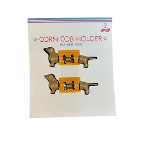 Wiener Dog Corn Cob Holders Stainless Steel Prongs 3 Pair Total of 6 New